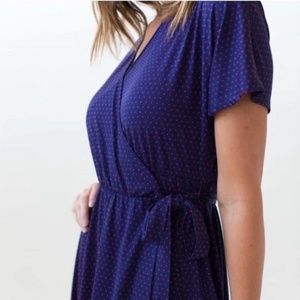 Navy & Pink dot wrap Nightingale dress - AGNES & DORA - Size SMALL - NWT